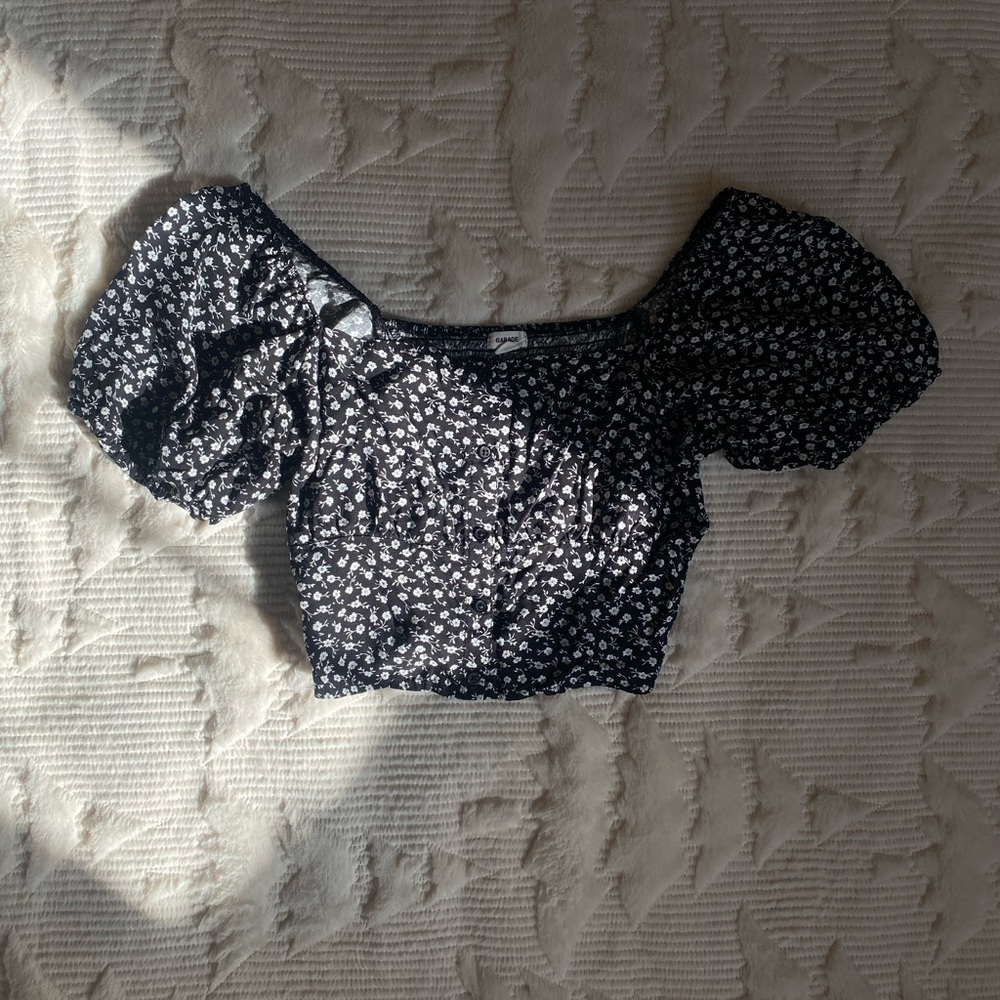 Floral Black Crop Top